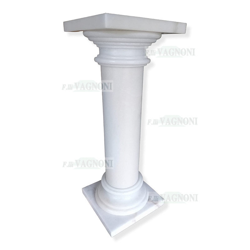 GRANDE COLONNA IN MARMO BIANCO CM. 100 CAP. CM. 38X38